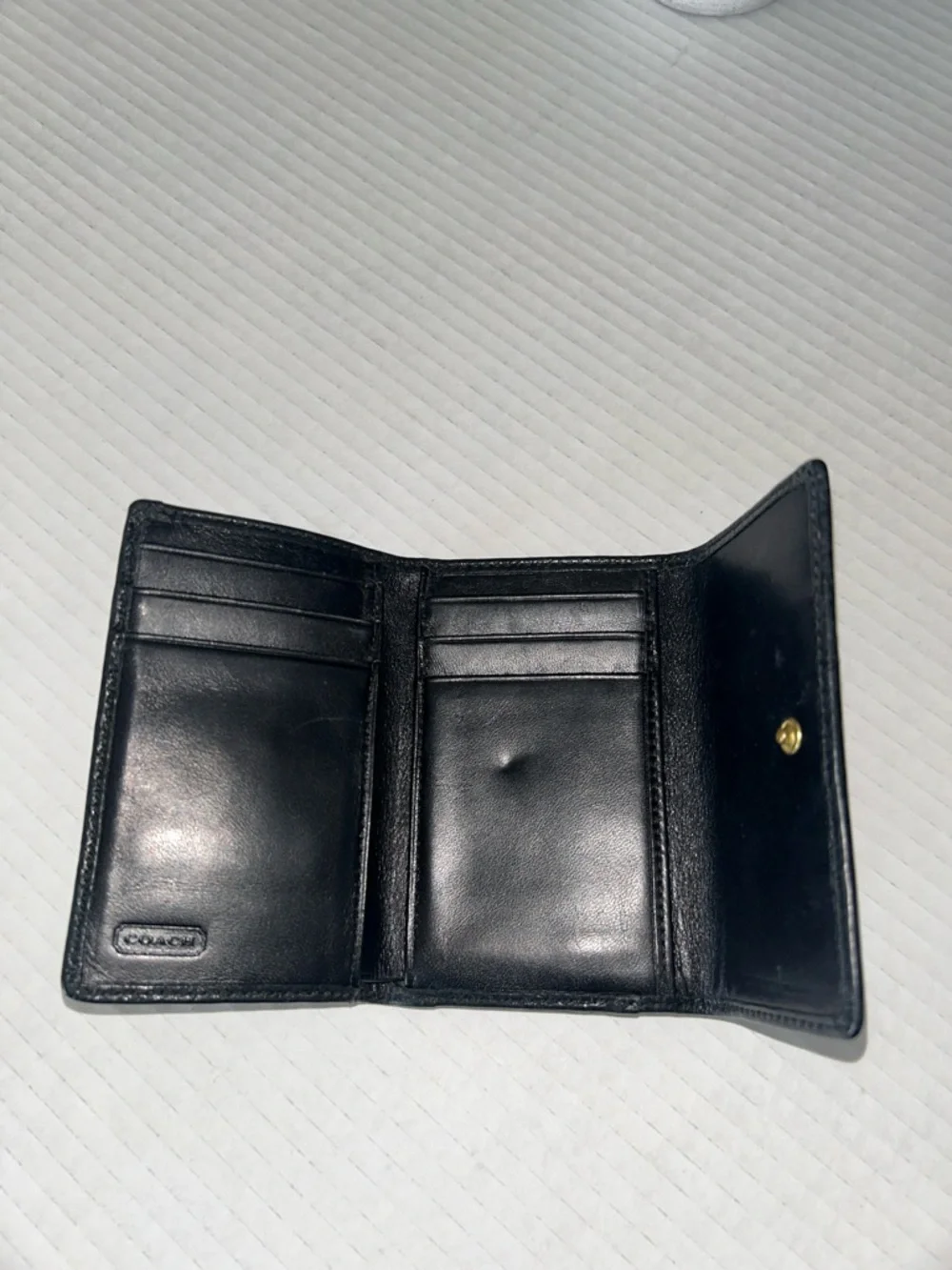 Coach Black Leather Shoulder Bag with Signature Stripe and Matching Wallet